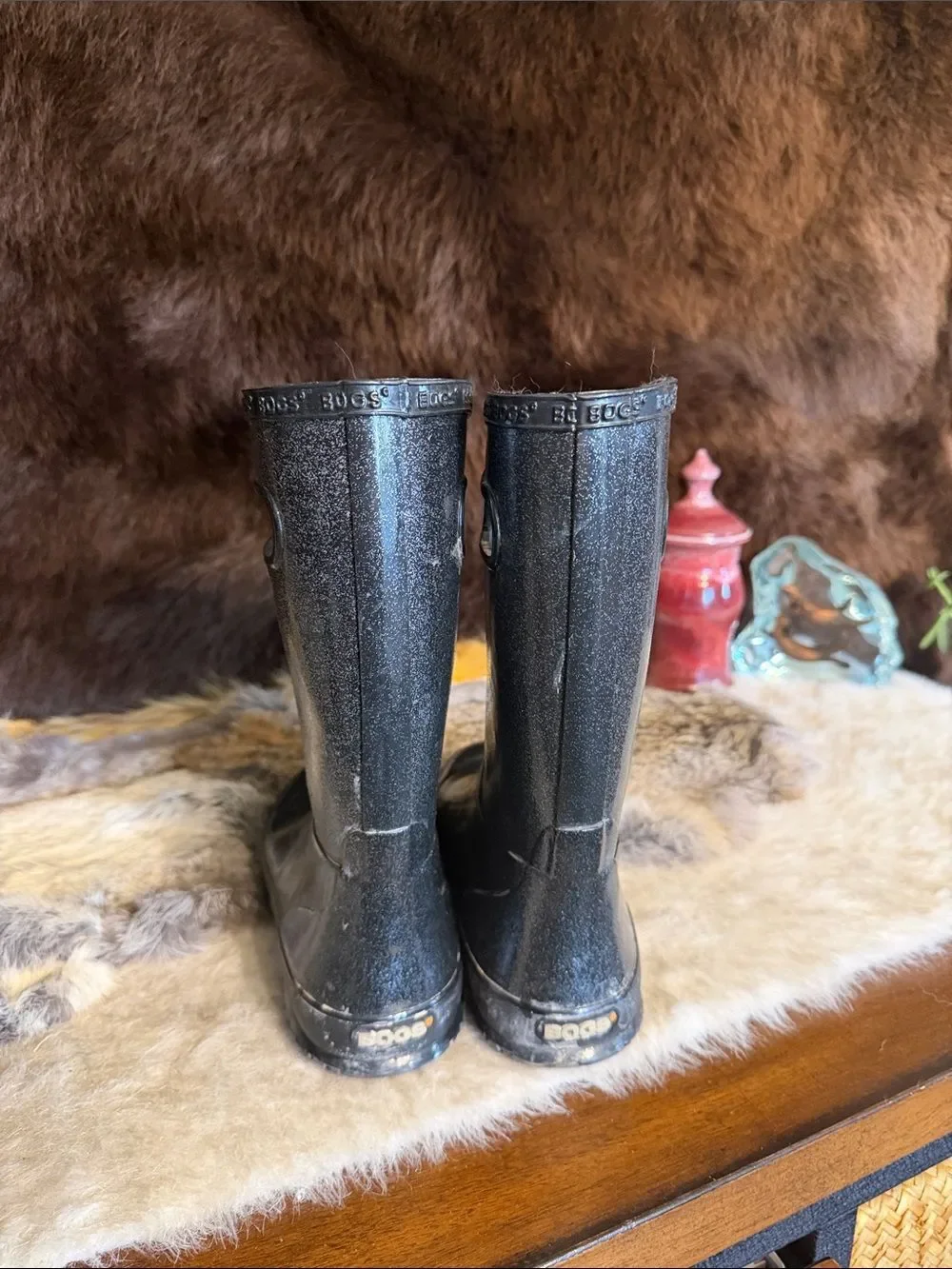 Black Glitter Rain Boots Y5 (3180)